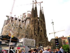 My view of Sagrada Familia emerging from the metro